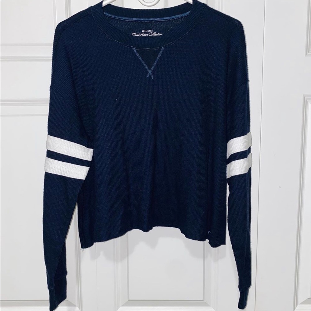 Navy long sleeve with white stripes